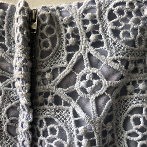 Zara Women High Waist Midi Length Skirt Blue Cotton Lace Pencil Skirt, Small - Picture 4 of 13